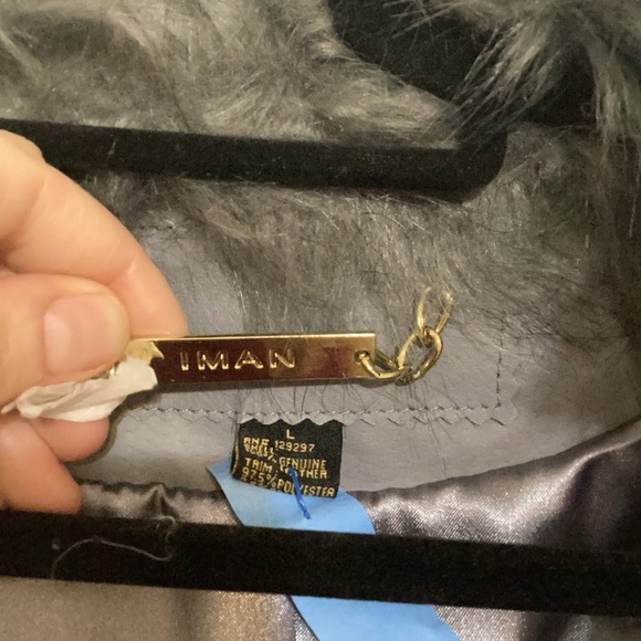 IMAN leather jacket w/removable fur collar *SOLD* - Picture 4 of 7